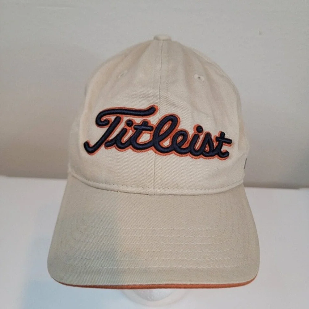Titleist FootJoy FJ Pro‎ V1 Golf Hat Cap Logo Tan Orange Blue Adjustable